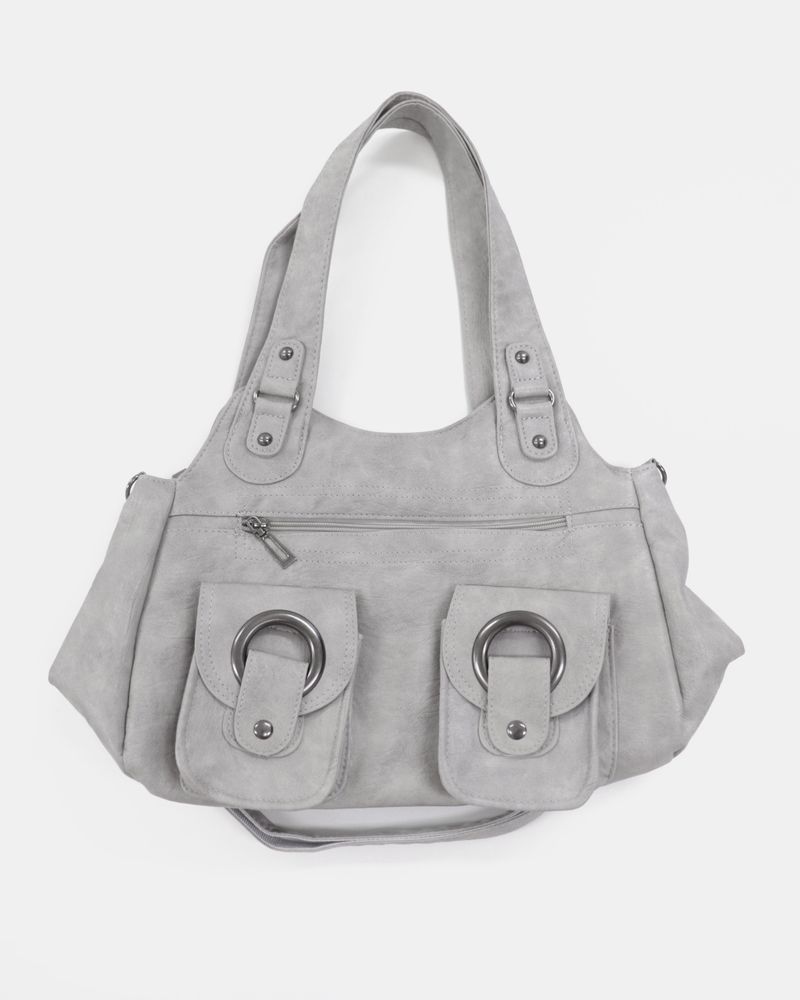 Clean Vintage Pocket Leather Shoulder Bag
