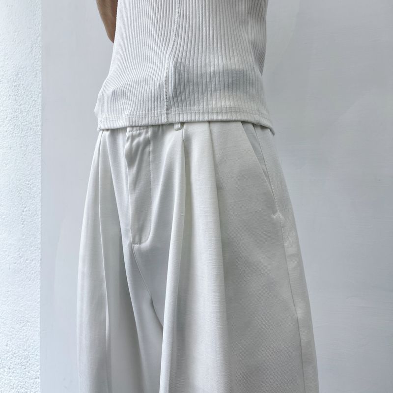 Double Pleat Full-Length Pants