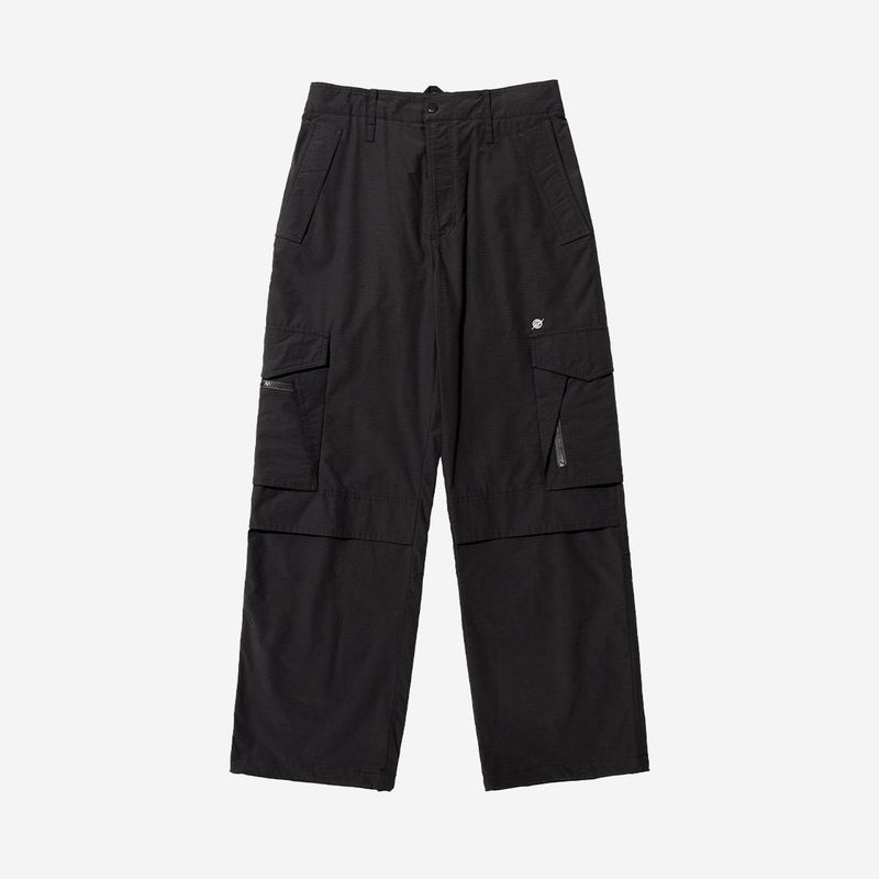 Nylon RIB Ventilation Cargo Pants - BLACK