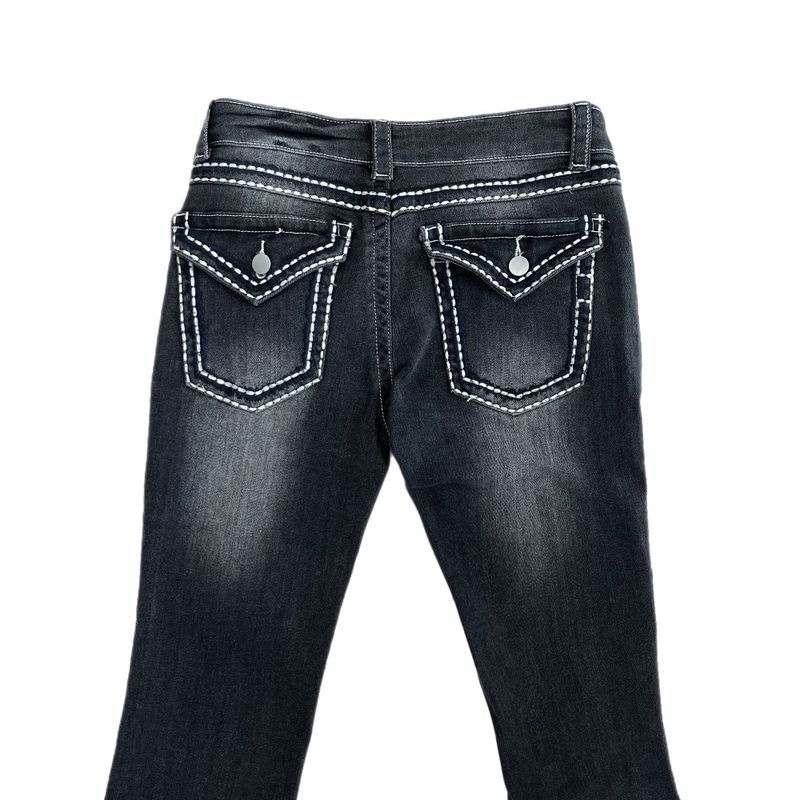 Back Pocket Contrast Stitch Gradient Low-Rise Bootcut Pants