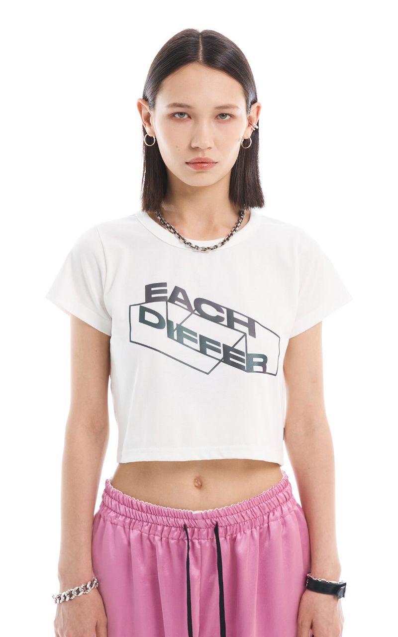 EACH DIFFER(イーチディファー)の「REFLECTIVE CROP T-SHIRT_WHITE(Tops)」