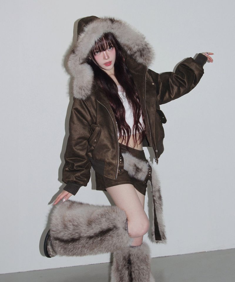 furry leg warmer - beige