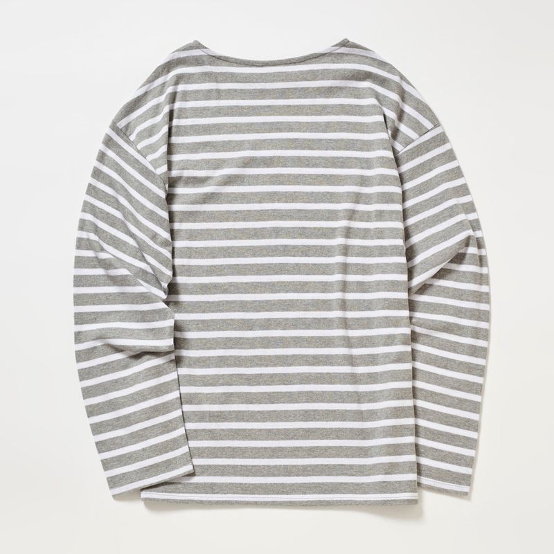 SMALL LOGO STRIPE LONG SLEEVE T-SHIRT_GRAY