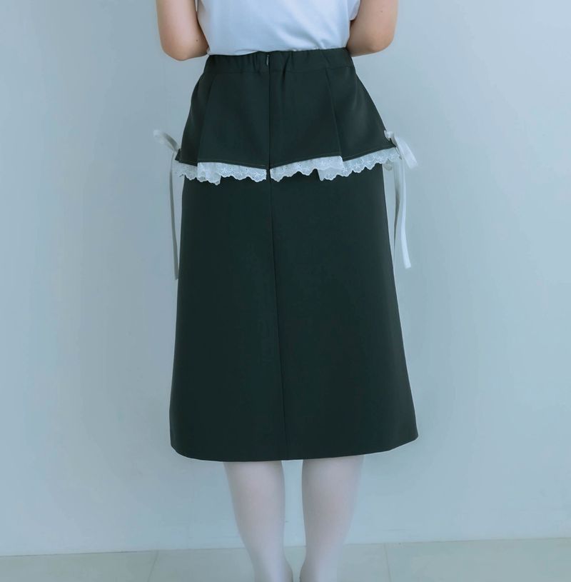 ribbon pleated skirt (gray)