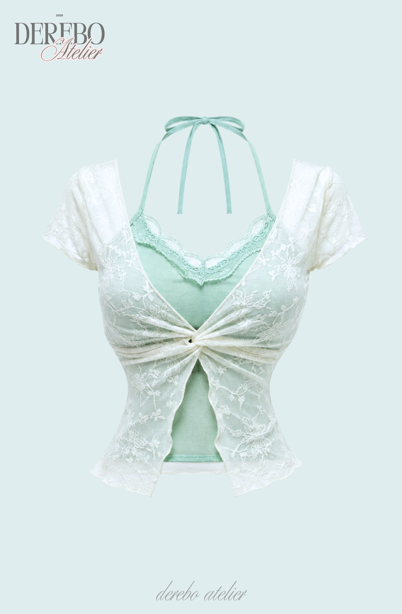 Rare mint layered lace short-sleeve top