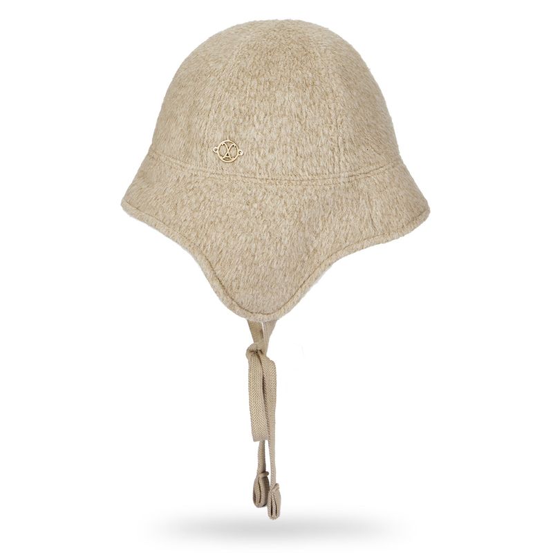 VA Curved Circle Logo Flap Bonnet Hat / Oatmeal