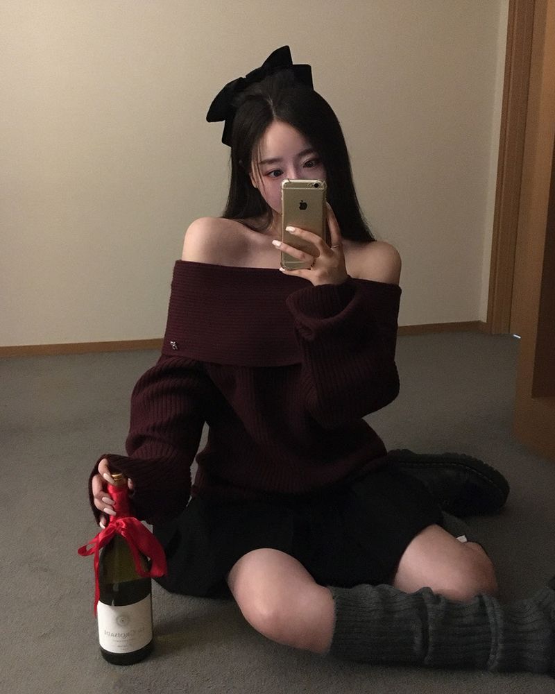 [ORIGINAL] DARE Off-Shoulder Rib Knit