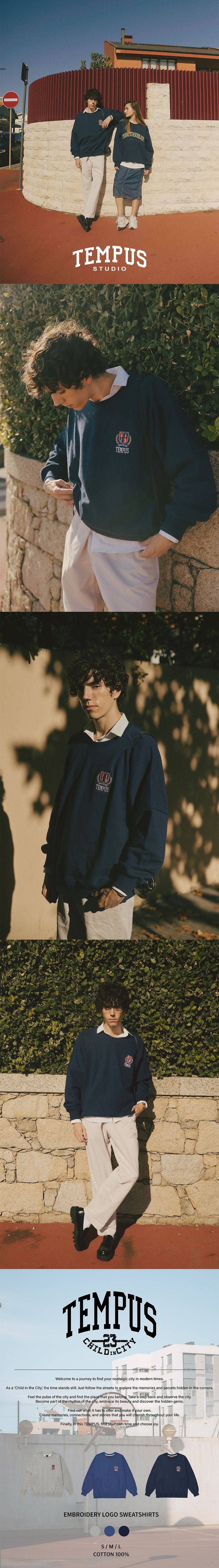 EMBROIDERY LOGO SWEATSHIRTS [NAVY]
