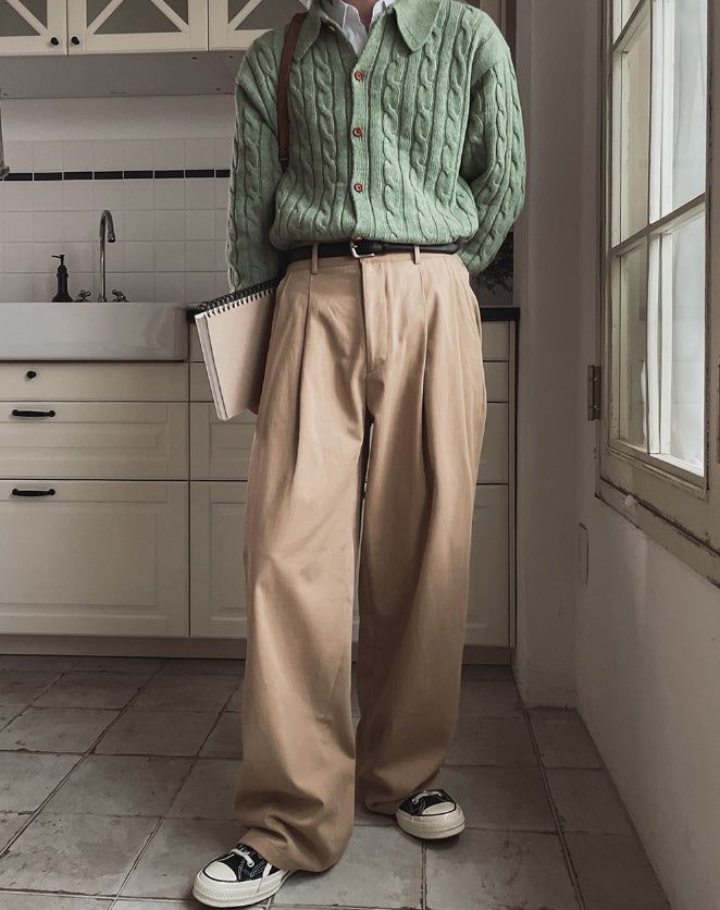 Neji two-tuck wide pants