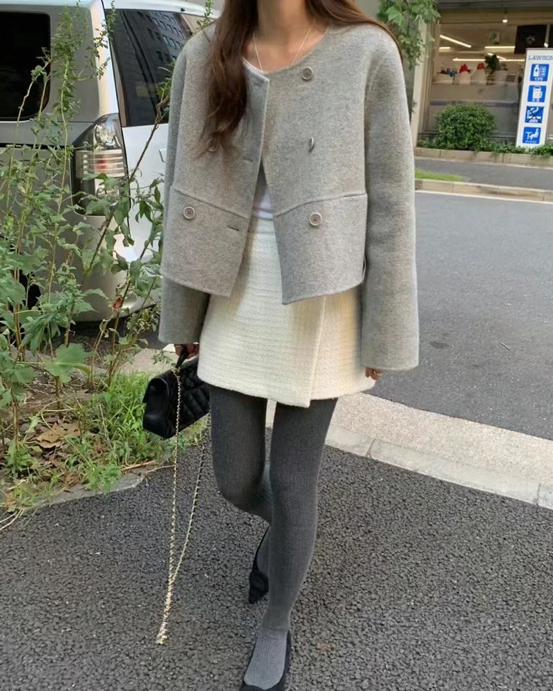 Little Paris Double-breasted Short Wool Coat