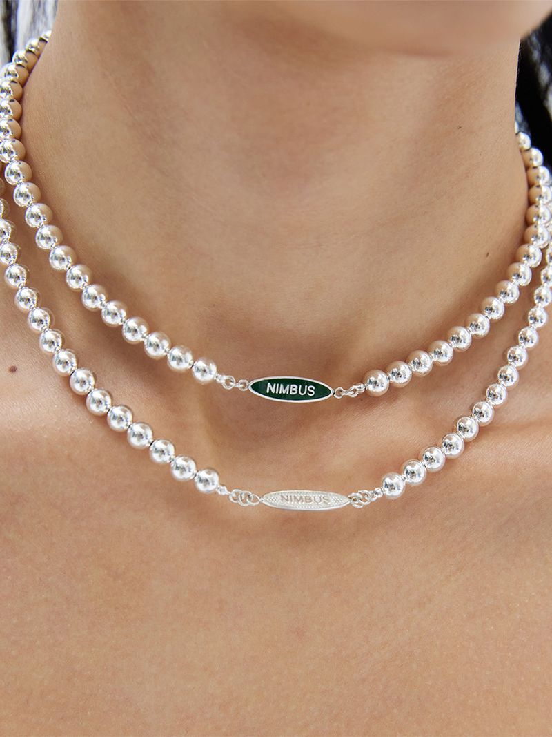 TAG SILVER BALL NECKLACE