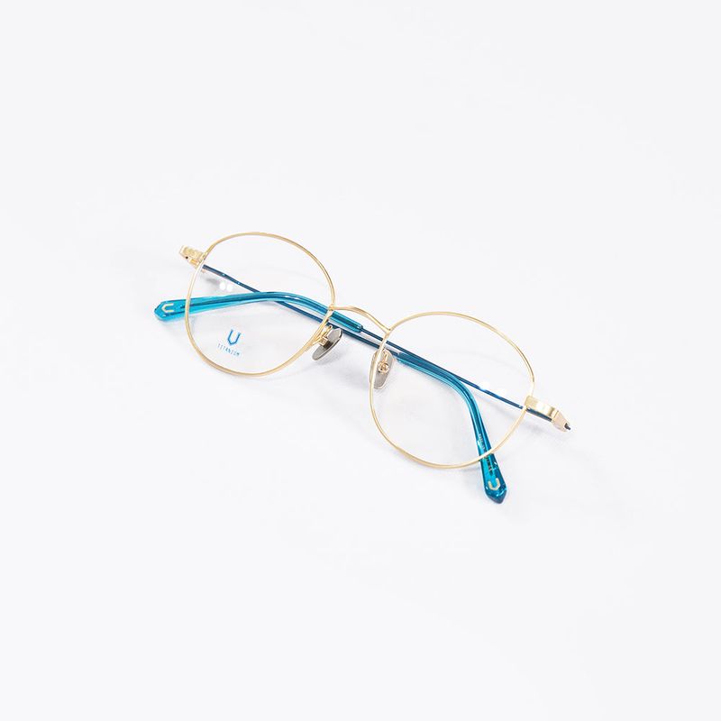Knouun Round titanium glasses CODE. 103. B Sizzy Gold