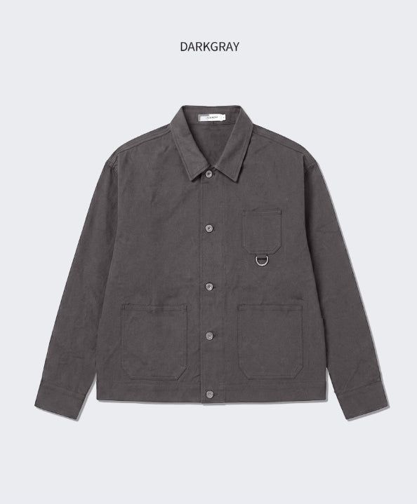Crop French Work Jacket Dark Gray