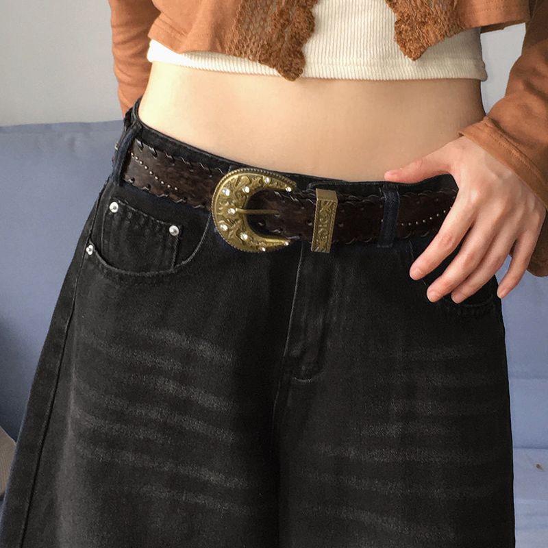 Pacel Bohemian Leather Stud Wide Big Belt