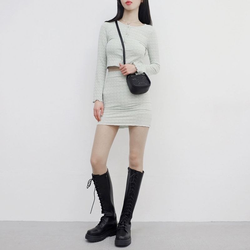 NONCODE（ノンコード）の「Morine Wave Cardigan + Skirt Set（Setup）」