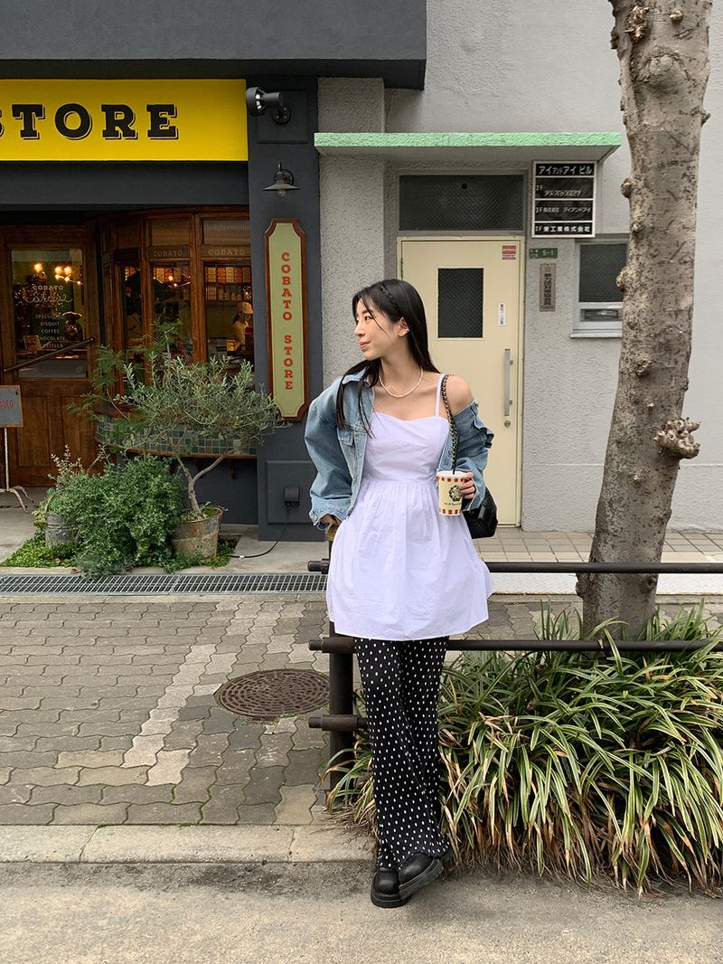 [MADE] Dot Pleated Long Bootcut Pants