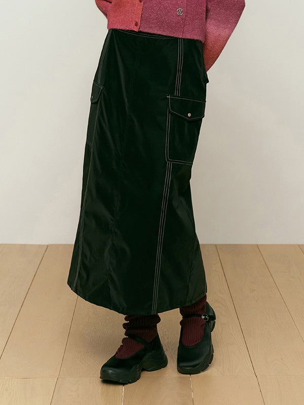 KIRSH（キルシー）の「COLLECTION SOFT VELVET WOVEN LONG SKIRT [BLACK]（Skirts）」