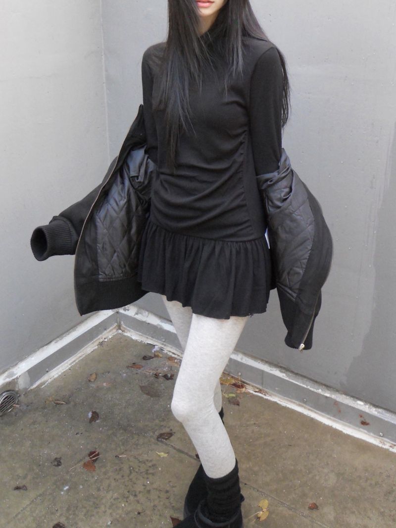 highneck suede jumper