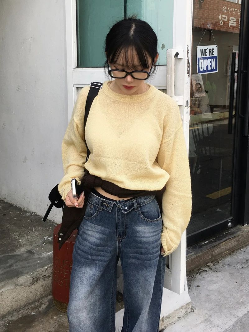 Plum Folding Wide Denim Pants (2c)