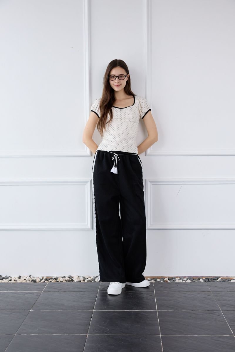 DOTTY RIBBON SHIRRING T-SHIRT