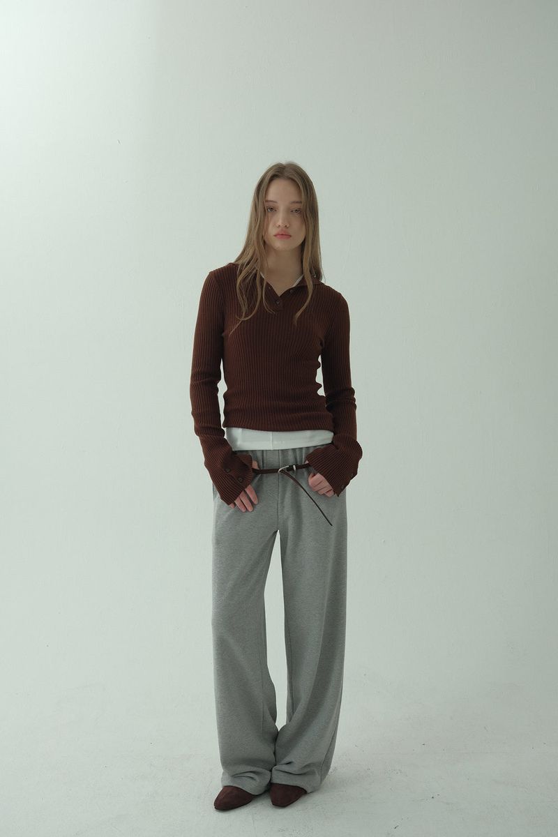 SAILOR RIBBED KNIT PULLOVER_BROWN