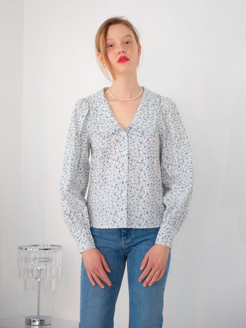 COTTON RUFFLE COLLAR BLOUSE_FLOWER