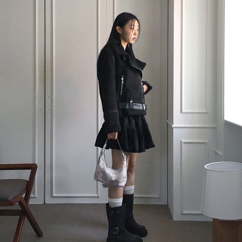 Shawtee Oversized-Fit Belt Wool Suede Mustang