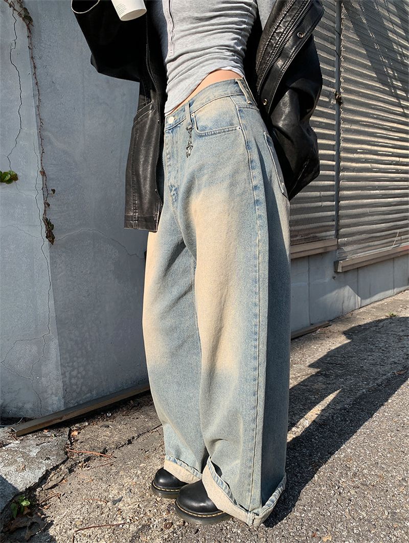 KEYRING WASHED WIDE JEANS
