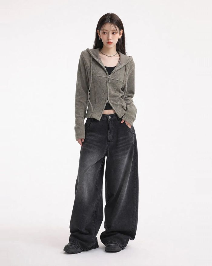 (W's) Side Slit Ribbed Hoodie