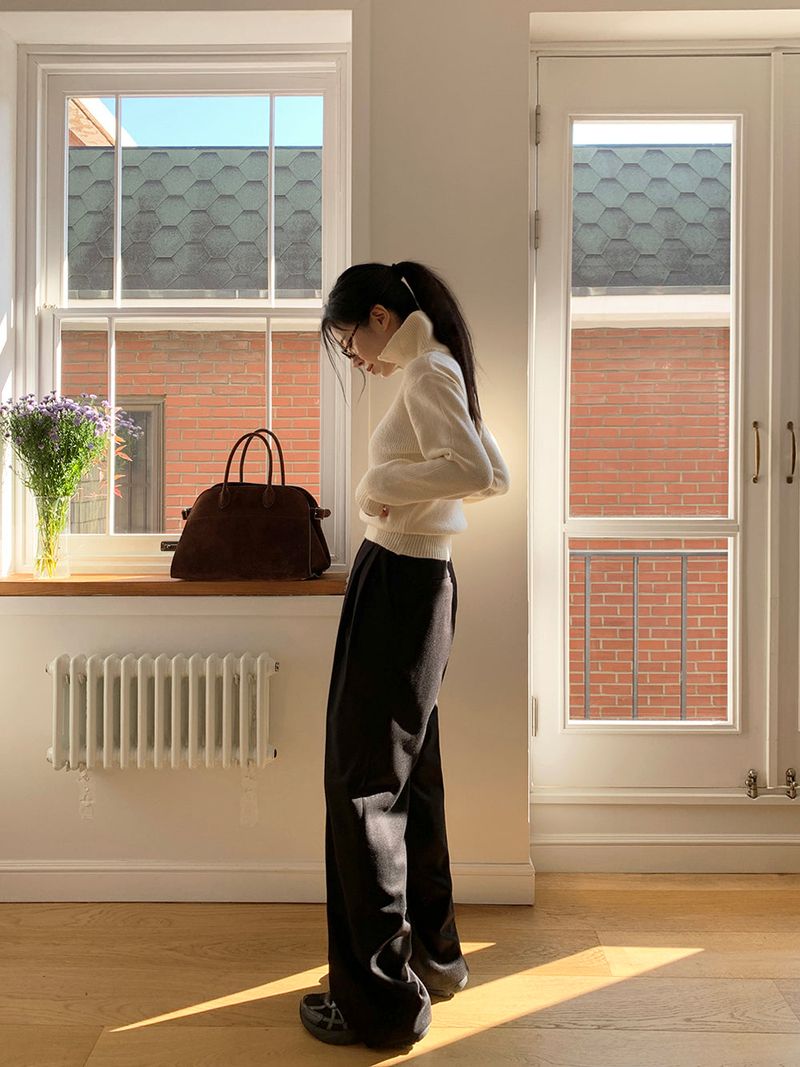 [MADE] [Wool Napping] Winter Warm Pintuck Wide Slacks