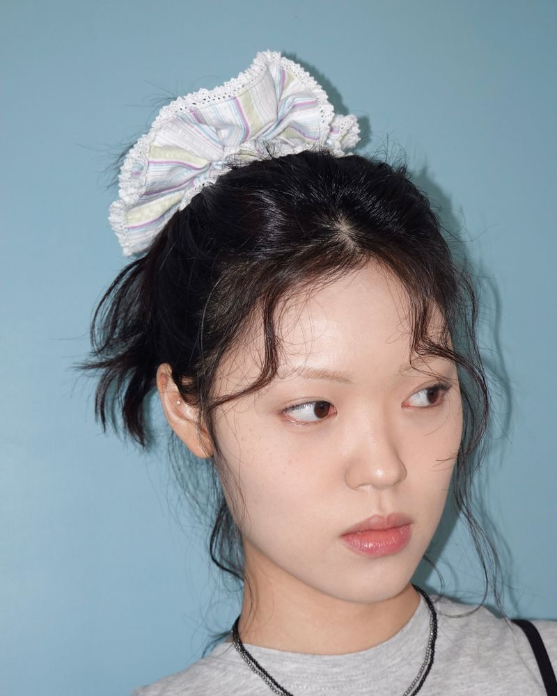 ROSSMOOR（ロスムーア）の「Romantic stripe ruffle scrunchie（Hair Accessories）」