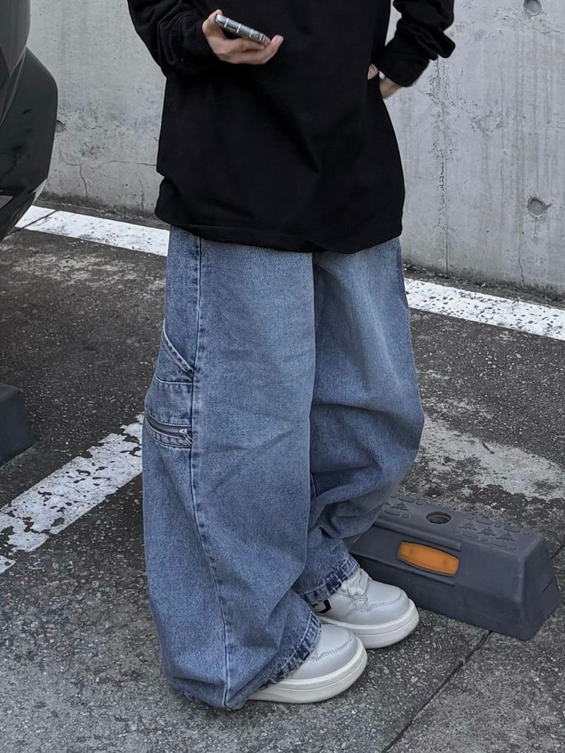 back cross carpenter denim pants