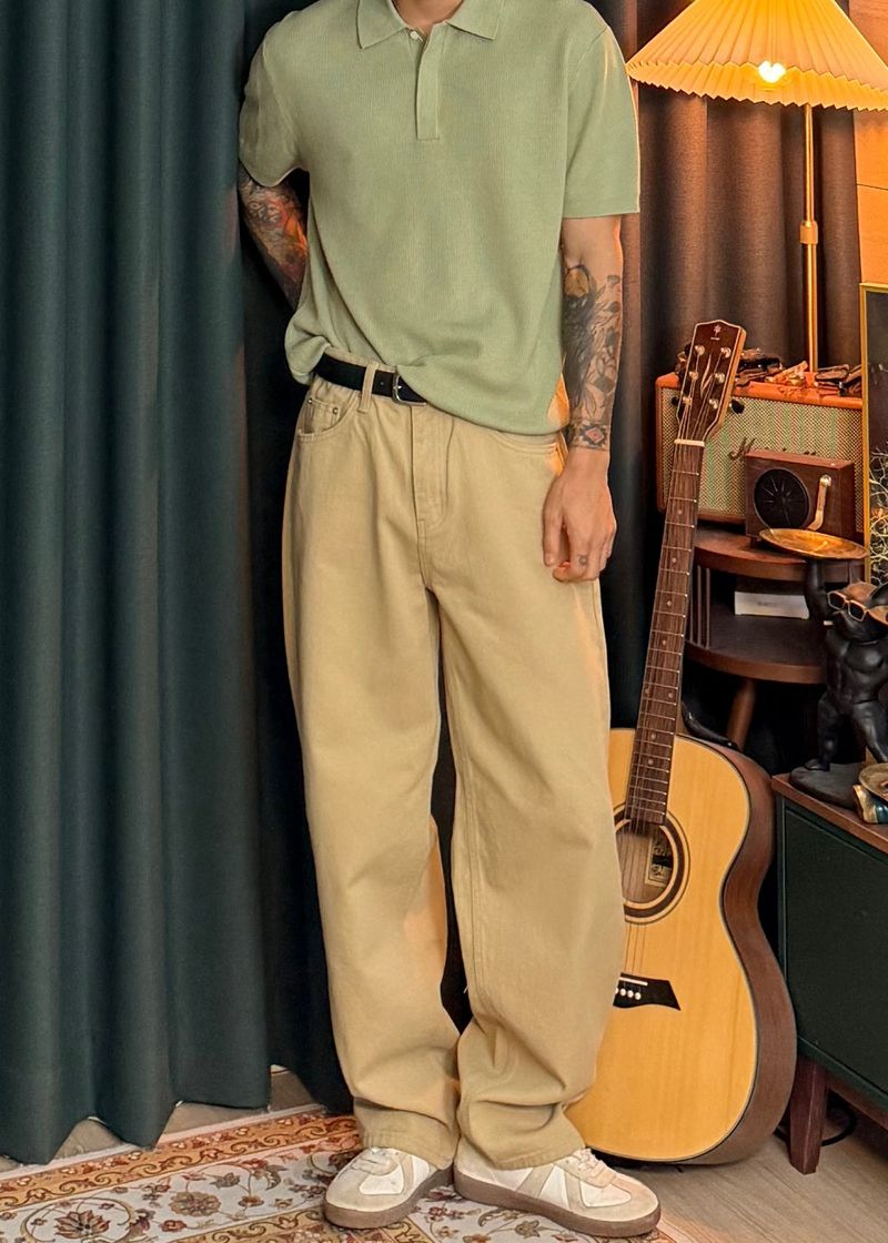 Semi-wide cotton pants 5COLOR