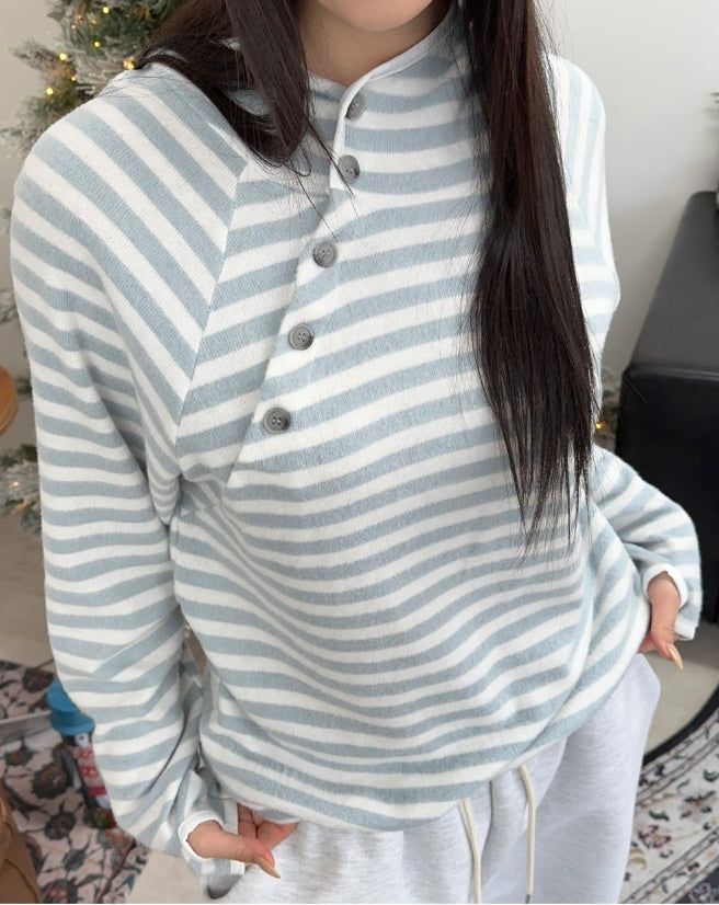 Veil diagonal button hood ST long sleeve