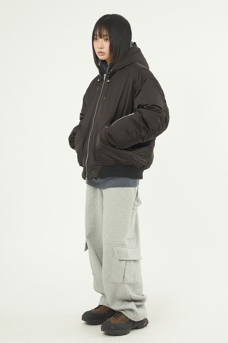 Reus hooded shirring MA-1 down jumper