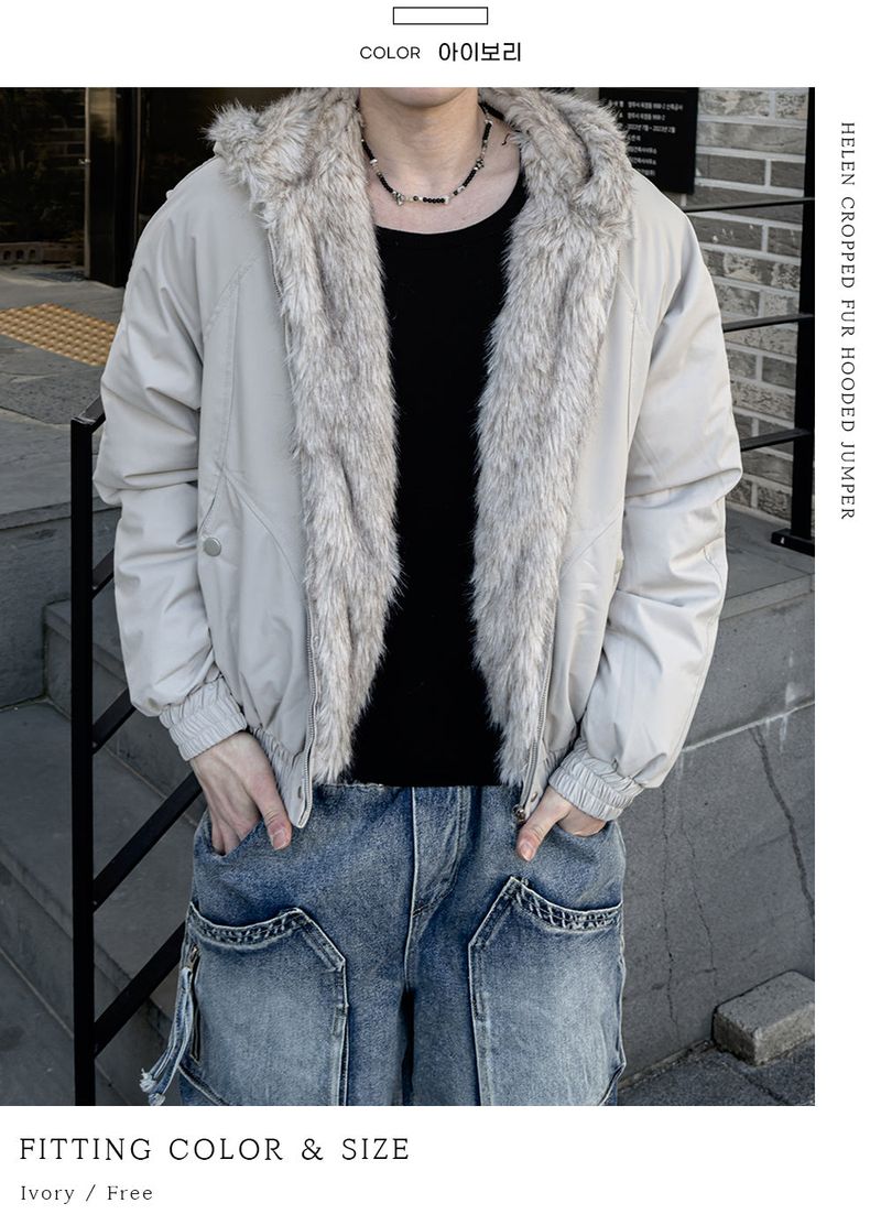 Helen Cropped Fur Hooded Jumper