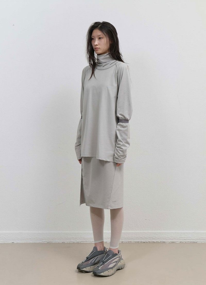 Mesh Band Puff Sleeve / Mint Grey
