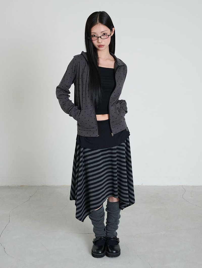 STRIPE SYMBOL UNBALANCED SKIRT