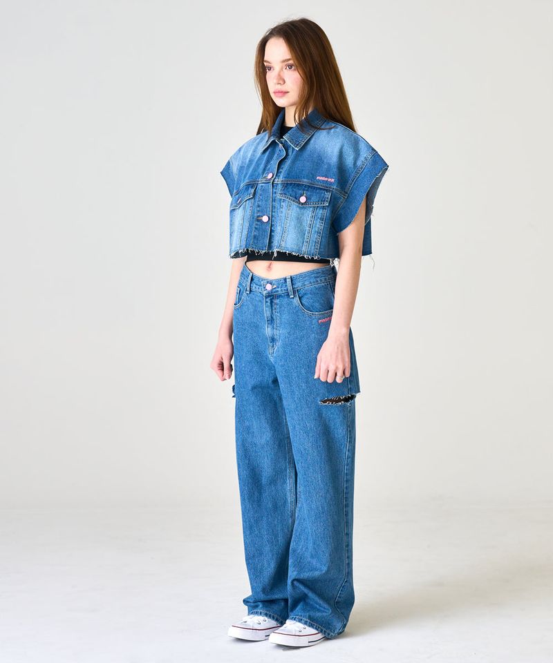 MP HALF CUTTING DENIM PANTS