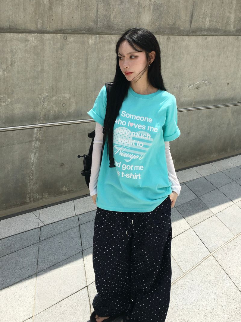 Peach see-through layered T-shirt (11c)