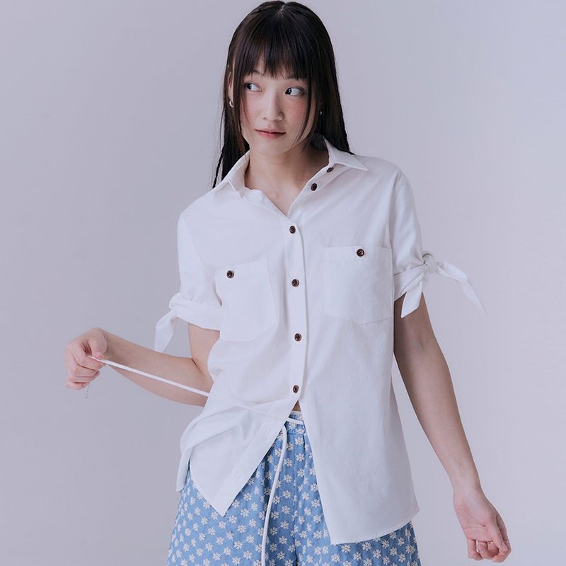 SILN(シルン)の「Knot half sleeve shirts (WHITE)(Tops)」