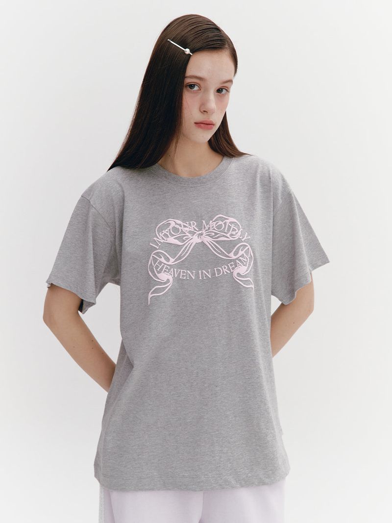 MOILLY(モイリー)の「Ribbon Boxy T Gray(Tops)」