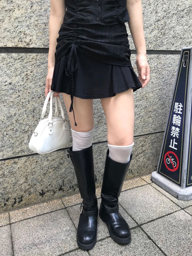City Class Sheer Shirring HAlf Shirt& Skirt SET 