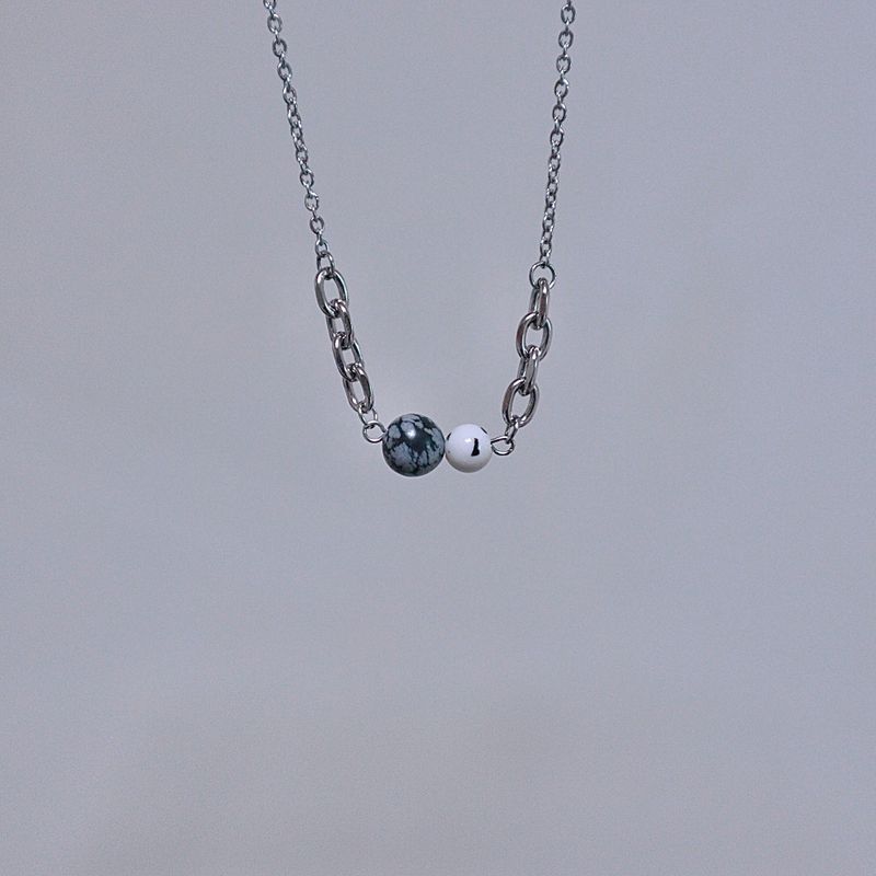 Black printed marble necklace