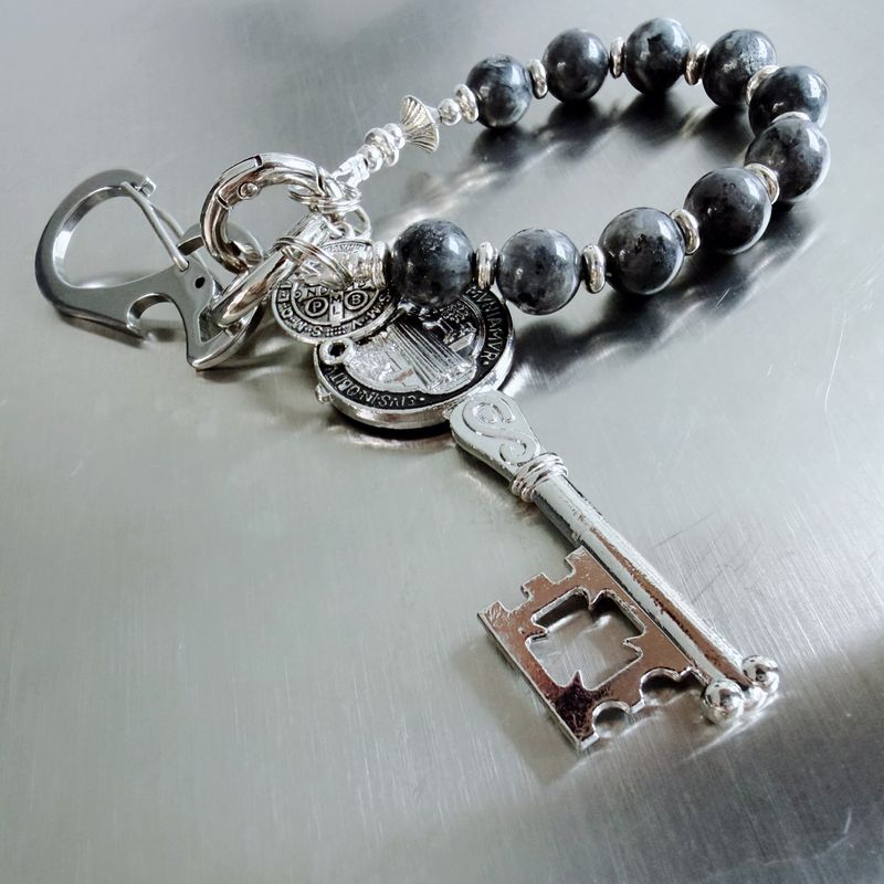 Stone Bead Talisman Keyring