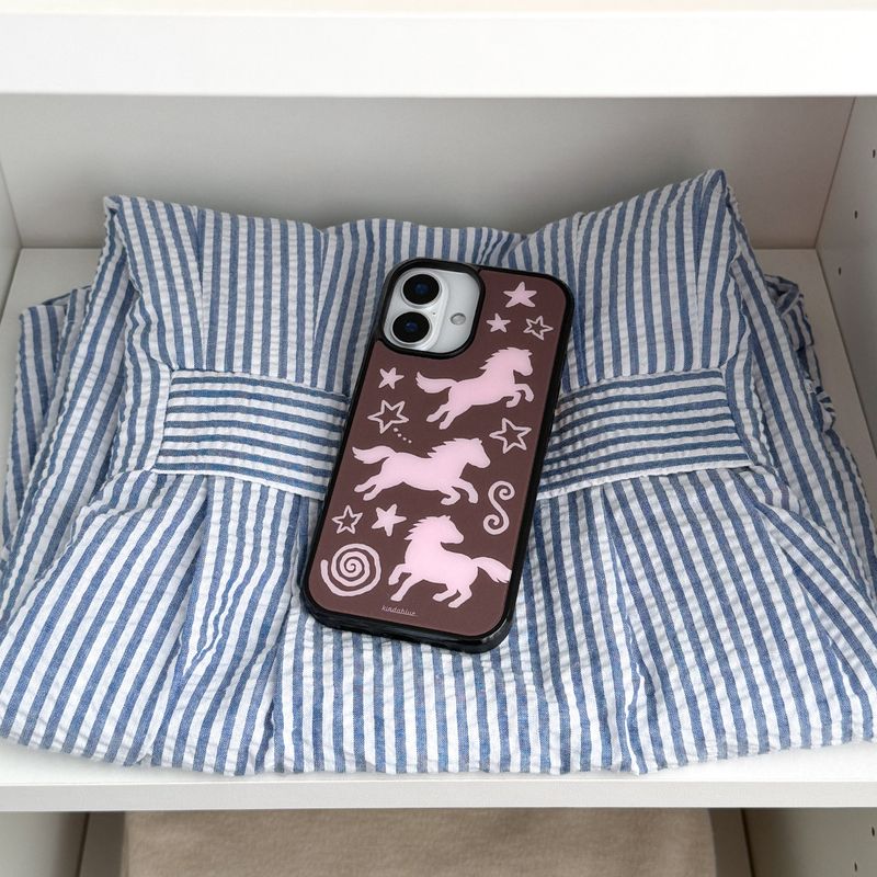 [MADE] Pony glossy glass bumper case (Brown)