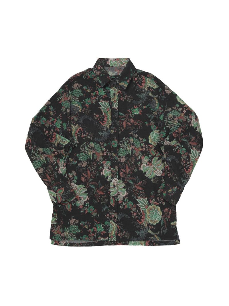 A NOTHING（アナッシング）の「VINTAGE FLOWER DROP-SHOULDER SHIRT (Black)（Tops）」