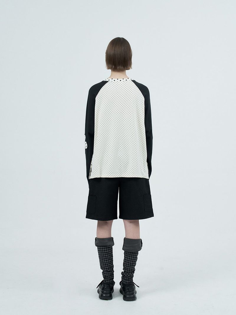 patched raglen t-shirts / white