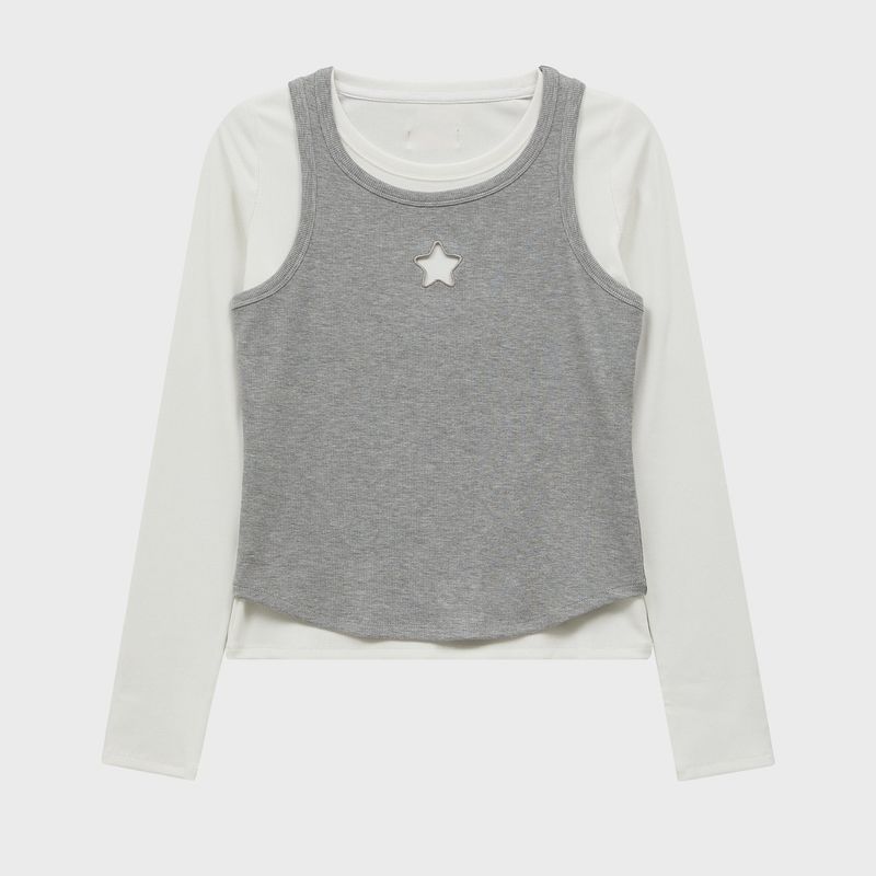 WaiKei(ワイケイ)の「スターカットアウトトップセットレイヤードTシャツ(トップス)」
