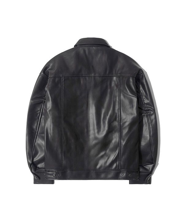 LB Synthetic Leather Single Jacket (Black)